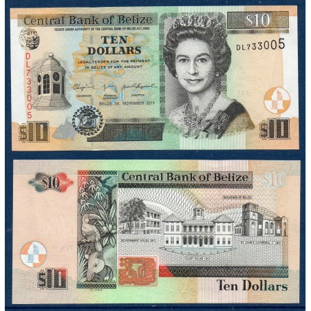 Belize Pick N°68d, Billet de banque de 10 dollars 2011