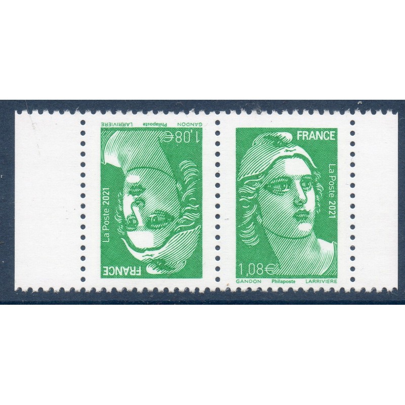 Timbre France Yvert No 5496a paire tête bèche Marianne de Gandon luxe **