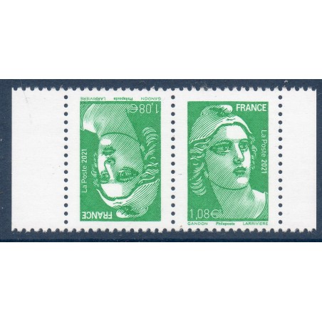 Timbre France Yvert No 5496a paire tête bèche Marianne de Gandon luxe **