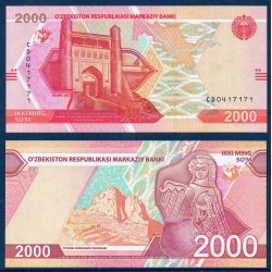 Ouzbékistan Pick N°87, Billet de banque de 2000 Sum 2021