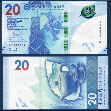 Hong Kong Pick N°NewBOC20, Billet de banque de 20 dollars 2018
