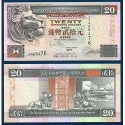 Hong Kong Pick N°201d, neuf Billet de banque de 20 dollars 1998-2002