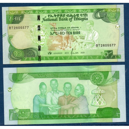 Ethiopie Pick N°53, Neuf Billet de banque de 10 Birr 2020