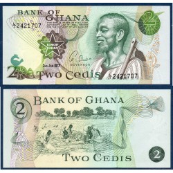 Ghana Pick N°14c, Billet de banque de 2 Cedis 1977-1978