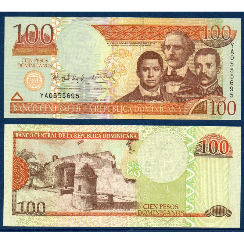 Republique Dominicaine Pick N°184a, Billet de banque de 100 Pesos 2011