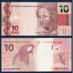 Bresil Pick N°254c, Billet de banque de 10 reais 2010