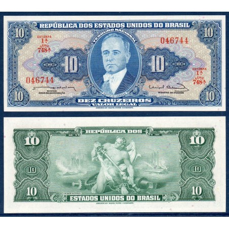 Bresil Pick N°167b, Billet de banque de 10 Cruzeiros 1963