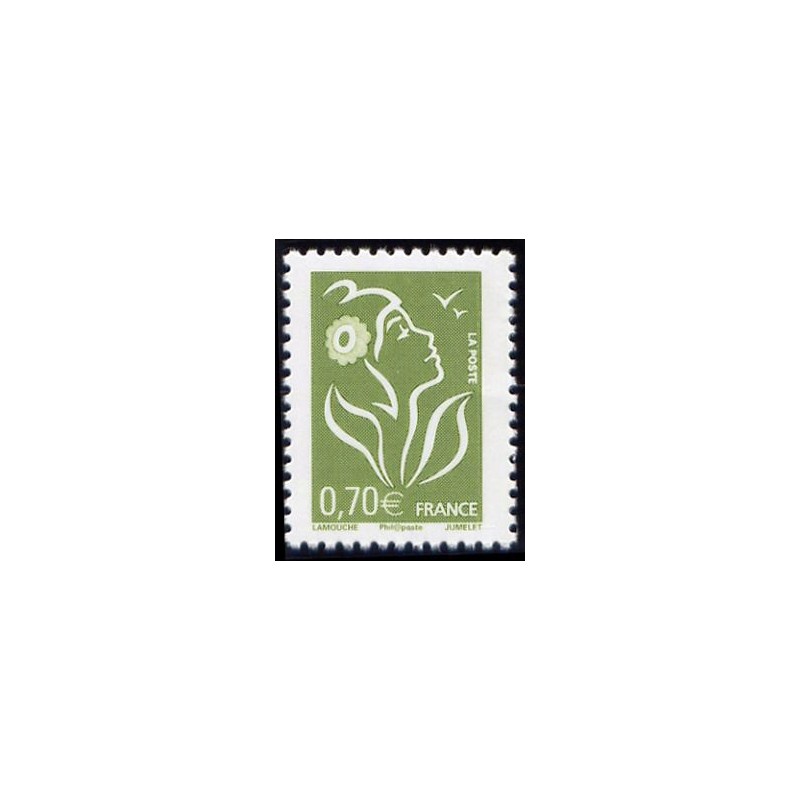 Timbre France Yvert No 3967 Marianne de Lamouche 0.70€ vert olive