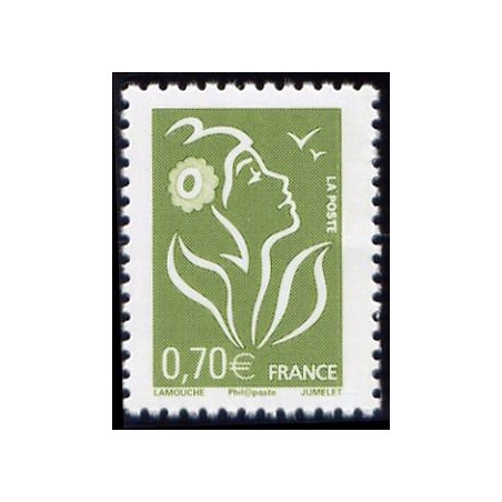 Timbre France Yvert No 3967 Marianne de Lamouche 0.70€ vert olive