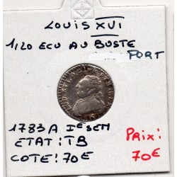 1/20 Ecu au Buste Fort 1783 A Paris Ieme semetre Louis XVI pièce de monnaie royale