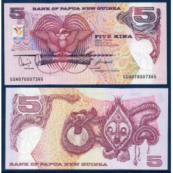 Papouasie P.34, ,neuf Billet de 5 Kina 2007 masque