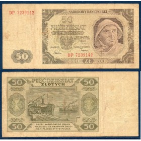 Pologne Pick N°138, Billet de banque de 50 Zlotych 1948