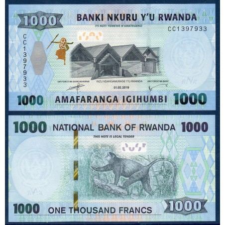 Rwanda Pick N°39b, Neuf Billet de banque de 1000 Francs 2019
