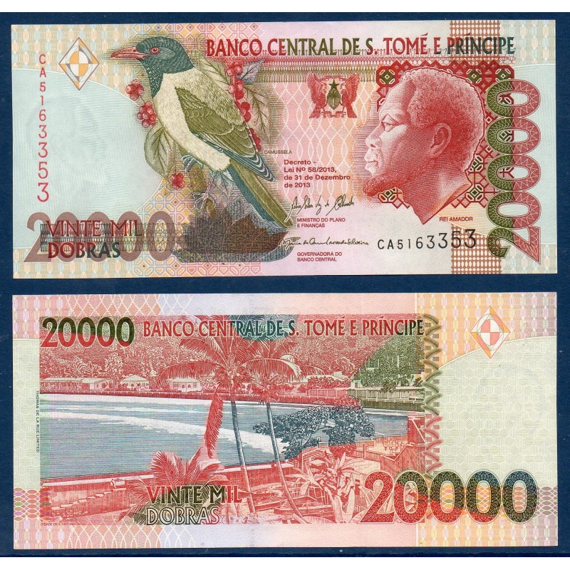 Sao Tomé et Principe P.67e, Neuf, Billet de 10000 Dobras 2013 Loriot Sao Tomé et Principe P.67e, Neuf, Billet de 10000 Dobras 2013 Loriot