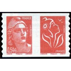 Timbre France Yvert No P3977 Paire marianne de Gandon 0.54€ rouge plus sans valeur autoadhésives issues du carnet