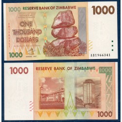 Zimbabwe Pick N°71, neuf Billet de banque de 1000 Dollars 2007