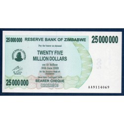 Zimbabwe Pick N°56, Neuf Billet de banque de 25 millions Dollars 2008