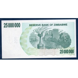 Zimbabwe Pick N°56, Neuf Billet de banque de 25 millions Dollars 2008
