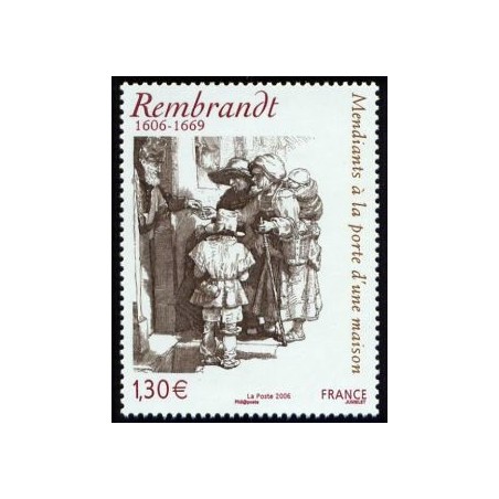 Timbre France Yvert No 3984 Rembrandt, Mendiants à la porte d'une maison