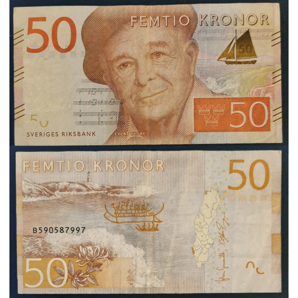 Suède P.70, TTB Billet de 50 Kronor 2015 ND Evert Taube