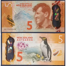Nouvelle Zelande P.191, Neuf Billet de 5 Dollars 2015 Edmund Hillary