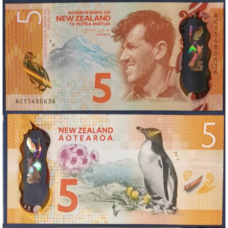 Nouvelle Zelande Pick N°191, Neuf Billet de banque de 5 Dollars 2015