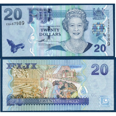 Fidji Pick N°112a, Neuf Billet de banque de 20 Dollars 2007-2011