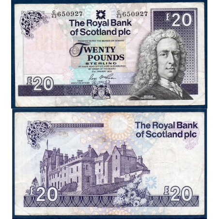 Ecosse Pick N°354f, TTB Billet de banque de 20 pounds 2016-2017 Royal Bank of Scotland