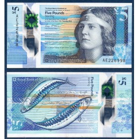 Ecosse Pick N°370, Billet de banque de 5 pounds 2016 Royal Bank of Scotland