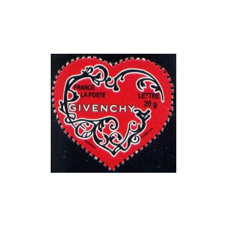 Timbre France Yvert No 3998-3999 paire des 2 coeur St Valentin Givenchy autohadésifs pro issus de feuille