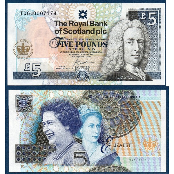 Ecosse Pick N°362, Billet de banque de 5 pounds 2002 Royal Bank of Scotland