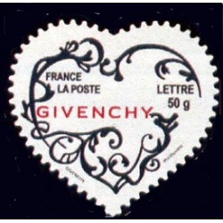 Timbre France Yvert No 3998-3999 paire des 2 coeur St Valentin Givenchy autohadésifs pro issus de feuille