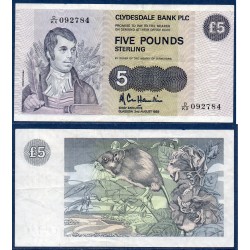 Ecosse Pick N°212d, Billet de banque de 5 pounds 1987-1989 Clydesdale bank