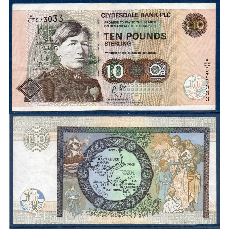 Ecosse Pick N°226c, Billet de banque de 10 pounds 26.1.2003 Clydesdale  bank