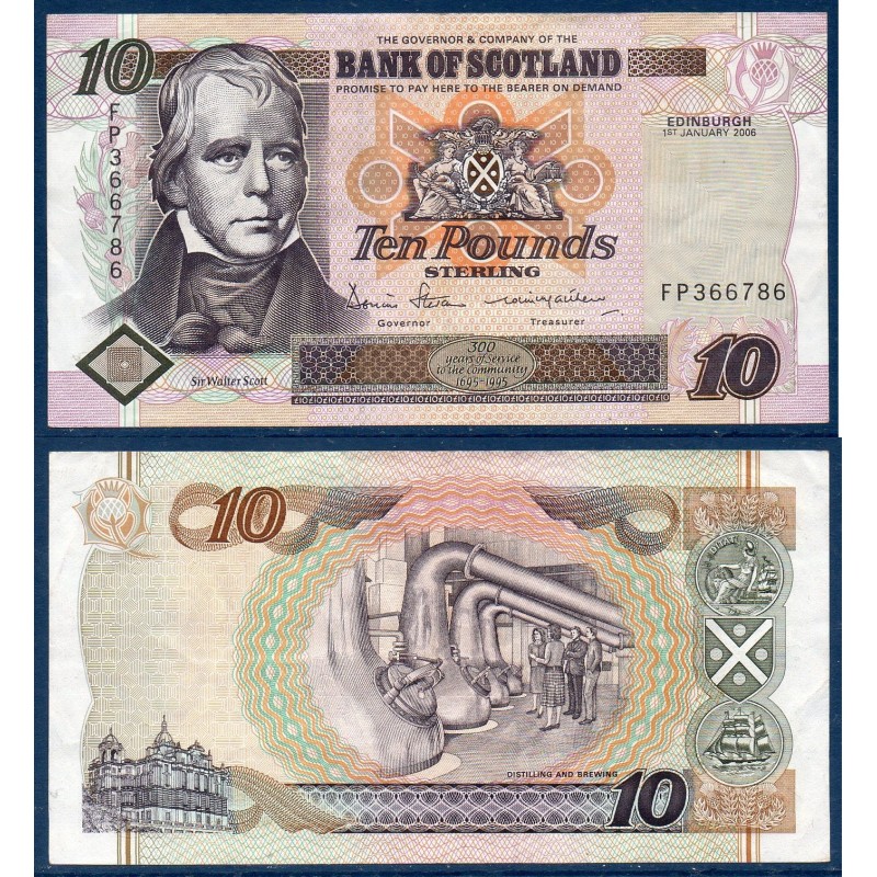 Ecosse Pick N°120f, TTB Billet de banque de 10 pounds 2006 Bank of Scotland