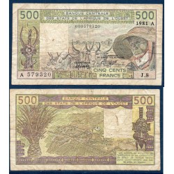 BCEAO Pick 106Ac pour la Cote d'Ivoire, Billet de banque de 500 Francs CFA 1981