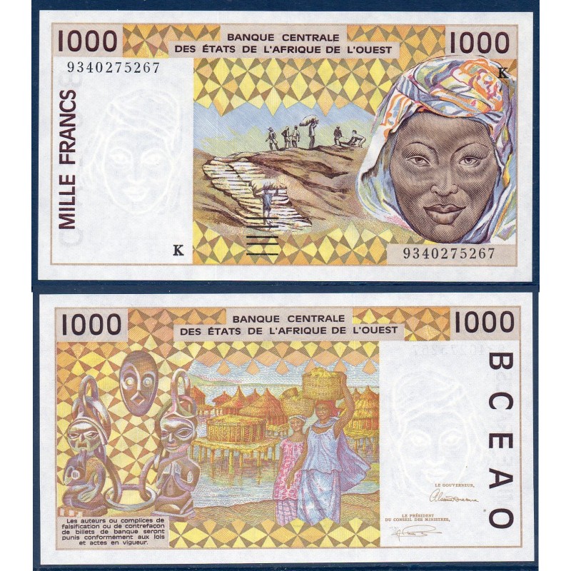 BCEAO Pick N°711Kc pour le Senegal, Neuf Billet de banque de 1000 Francs CFA 1993