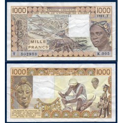 BCEAO Pick 807Tbx pour le Togo, TTB+ Billet de banque de 1000 Francs CFA 1981