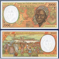 Afrique Centrale Pick 303Ff pour le Centrafrique, Billet de banque de 2000 Francs CFA 1999