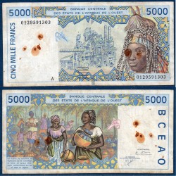 BCEAO Pick 113Ak B pour la Cote d'Ivoire, Billet de banque de 5000 Francs CFA 2001