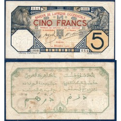 AOF Pick 5Bb, TB+ Billet de banque de 5 Francs 14.12.1922