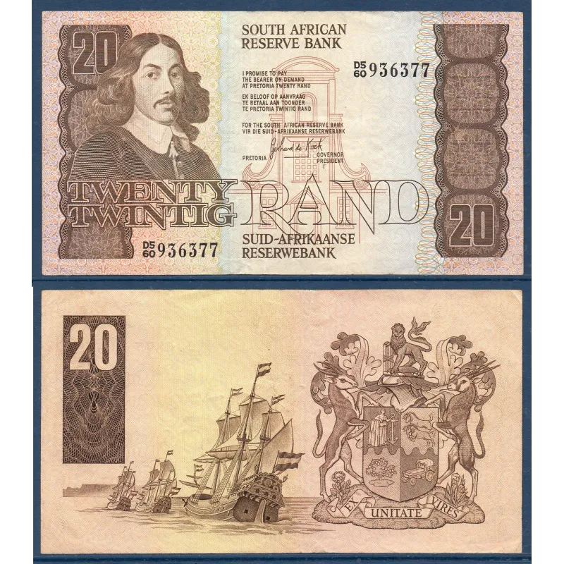 Afrique du sud P.121c, TTB Billet de 20 rand 1984-1993 Vermuyden Afrique du sud P.121c, TTB Billet de 20 rand 1984-1993 Vermuyden