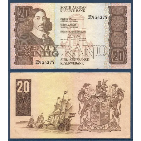 Afrique du sud P.121c, TTB Billet de 20 rand 1984-1993 Vermuyden