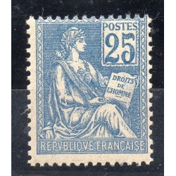 Timbre France Yvert No 114 Mouchon type I 25c Bleu neuf **