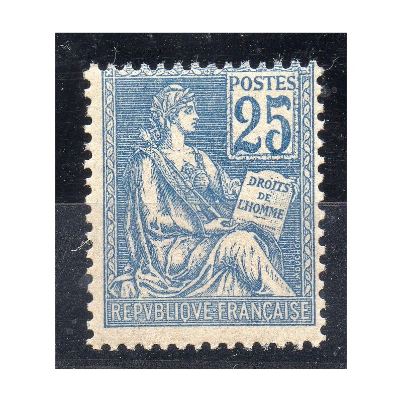 Timbre France Yvert No 114 Mouchon type I 25c Bleu neuf **