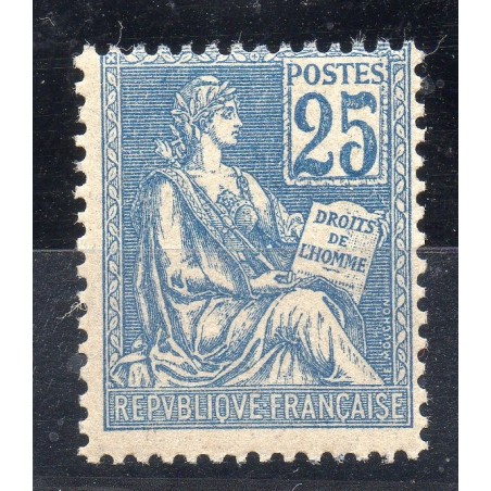 Timbre France Yvert No 114 Mouchon type I 25c Bleu neuf **