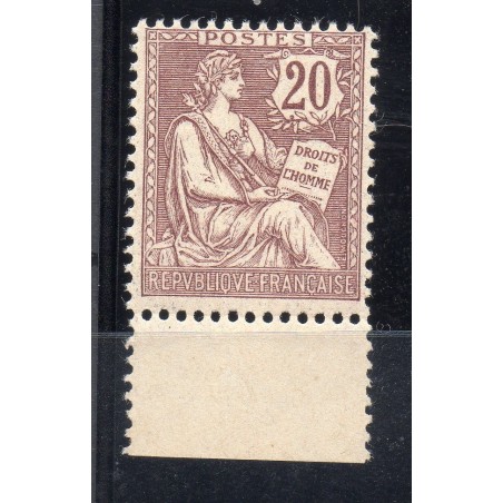 Timbre France Yvert No 126 Type Mouchon 20c Brun Lilas neuf **