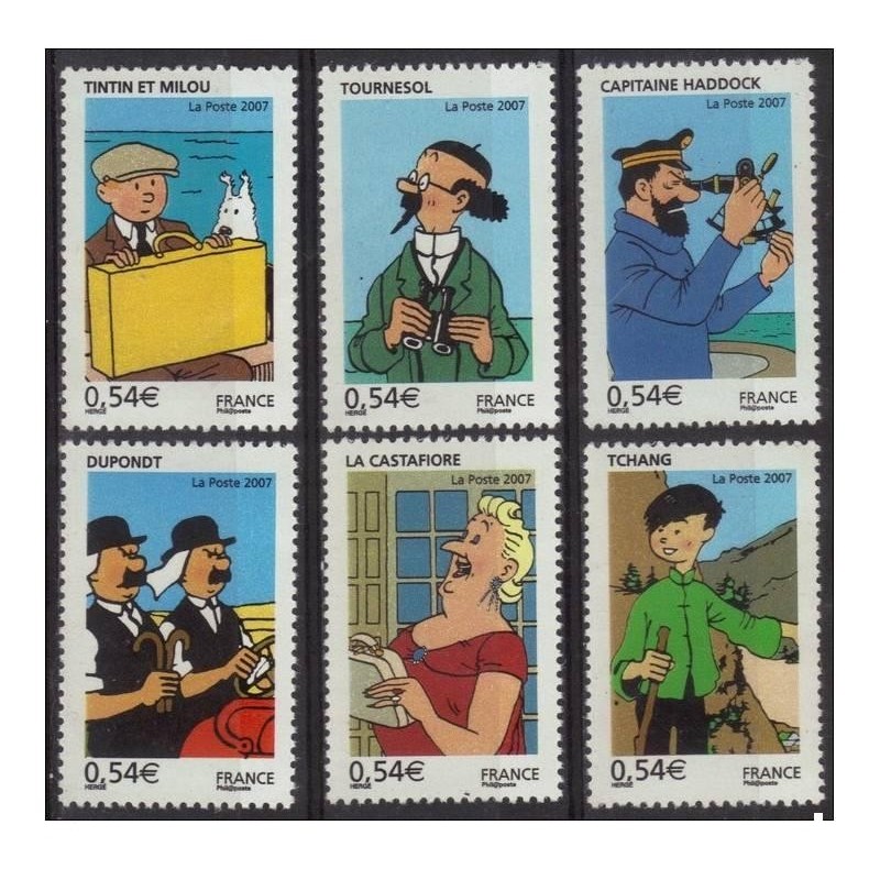 Timbre France Yvert No 4051-4056 Les voyages de Tintin