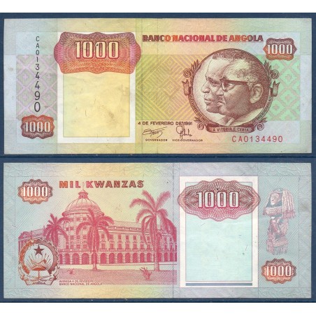 Angola Pick N°129b, TTB Billet de banque de 1000 Kwansas 1991