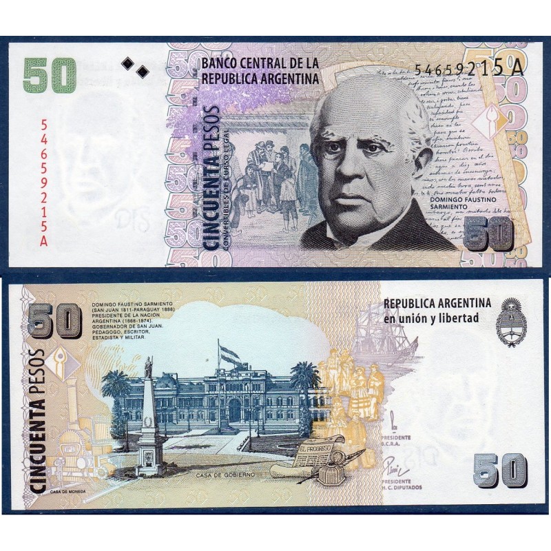 Argentine Pick N°350, Billet de banque de 50 Pesos 1999-2003
